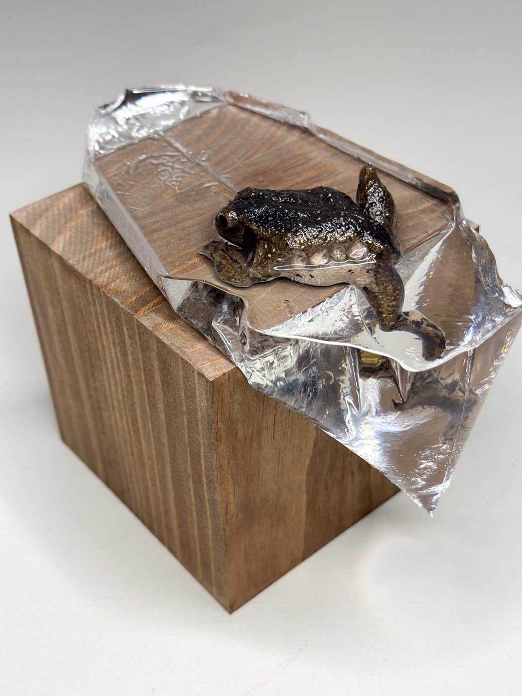 鋳金で制作したカエルの作品「画狂乃蛙」
